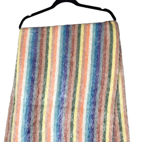 Scottish Mohair Stripe Scarf Wrap Made in Scotland Vintage Knit Wool - Picture 9 of 9